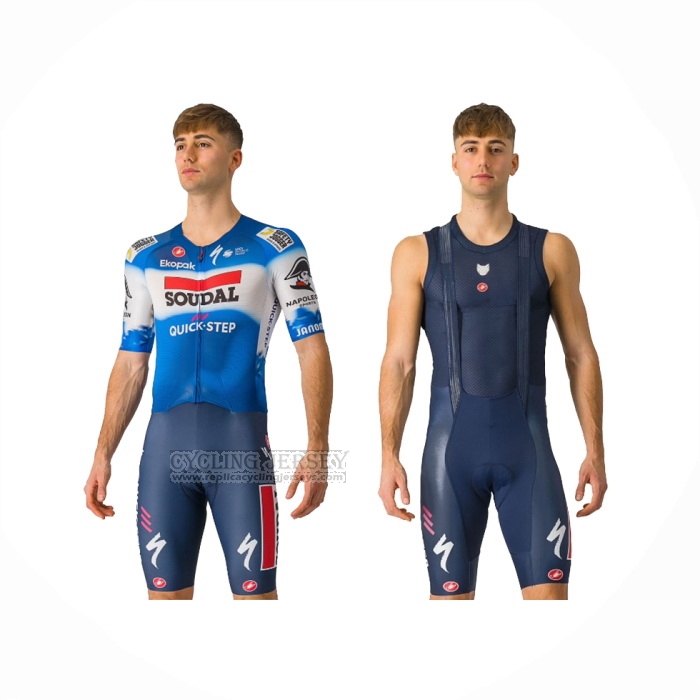 2024 Cycling Jersey Deceuninck Quick Step Blue White Short Sleeve And Bib Short